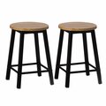 Vintiquewise Set of 2 Wooden 17.5 High Black Round Bar Stool with Footrest for Indoor and Outdoor QI004467.2